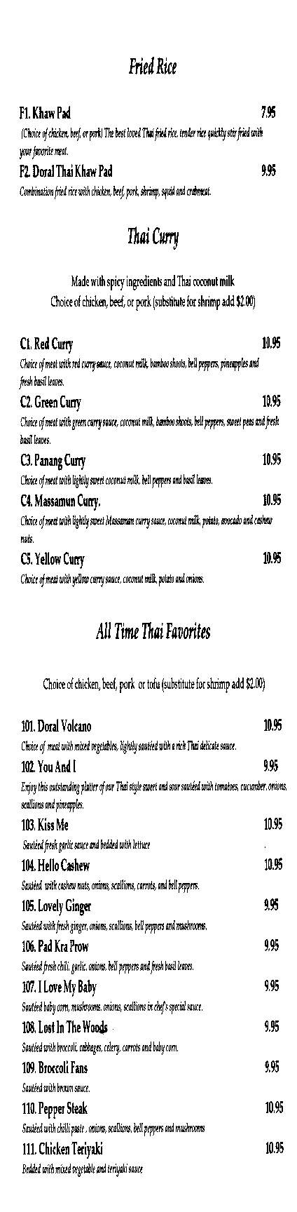 Doral Thai Restaurant - Doral, FL menu_pic