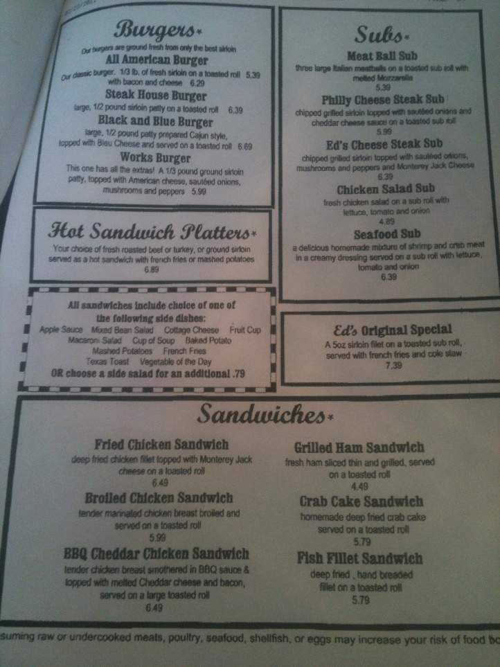 Ed's Steakhouse - Bedford, PA menu_pic