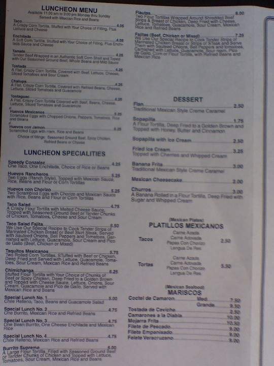 El Parian - Muscle Shoals, AL menu_pic