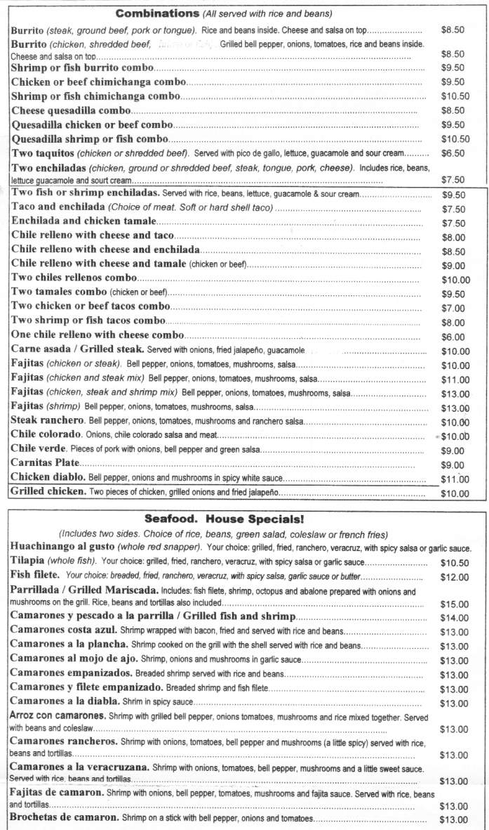 El Cancun Restaurant - Pahrump, NV menu_pic