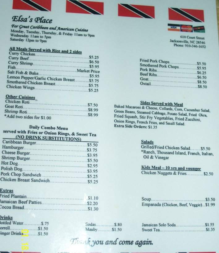 Elsa's Place - Jacksonville, NC menu_pic