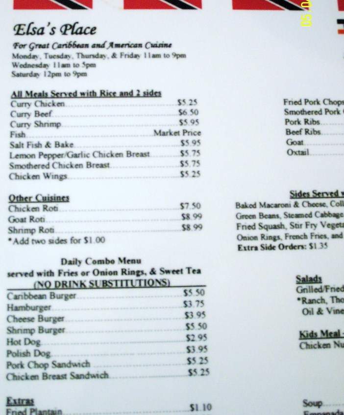 Elsa's Place - Jacksonville, NC menu_pic