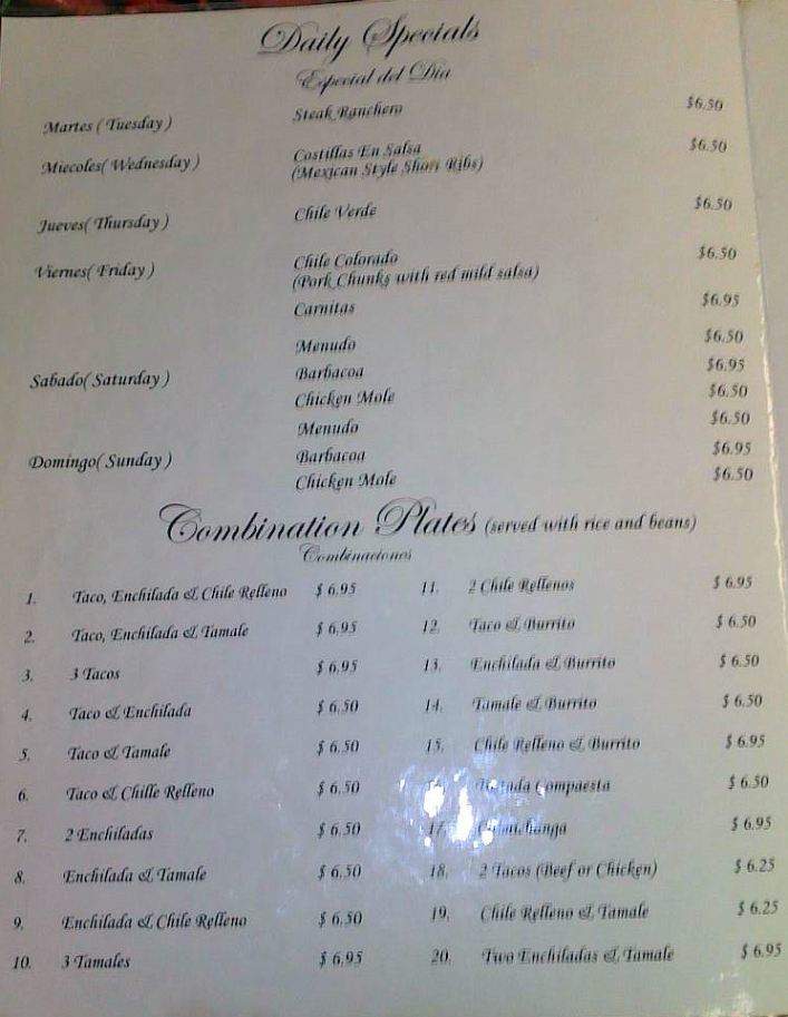 Fino's Mexican Restaurant - Tahlequah, OK menu_pic