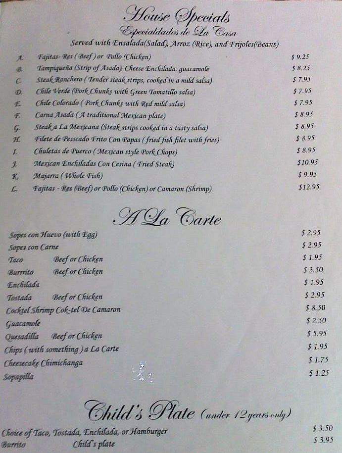Fino's Mexican Restaurant - Tahlequah, OK menu_pic