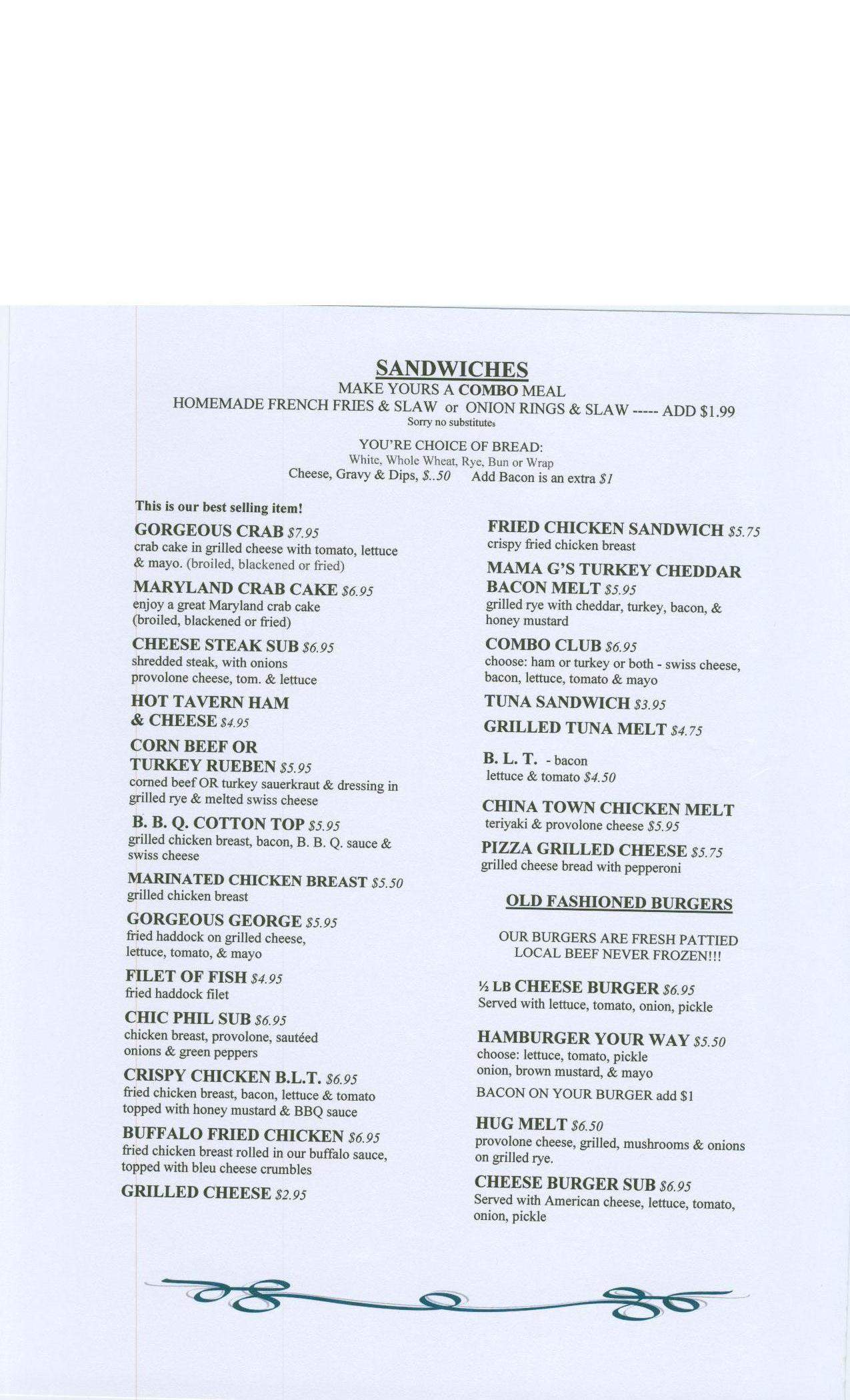 Geatz's Restaurant - Cumberland, MD menu_pic