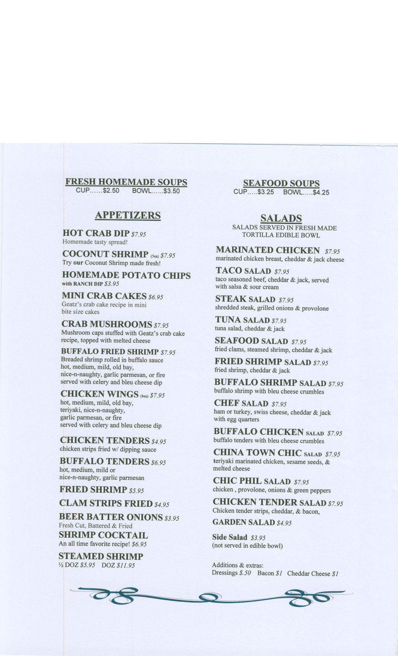 Geatz's Restaurant - Cumberland, MD menu_pic