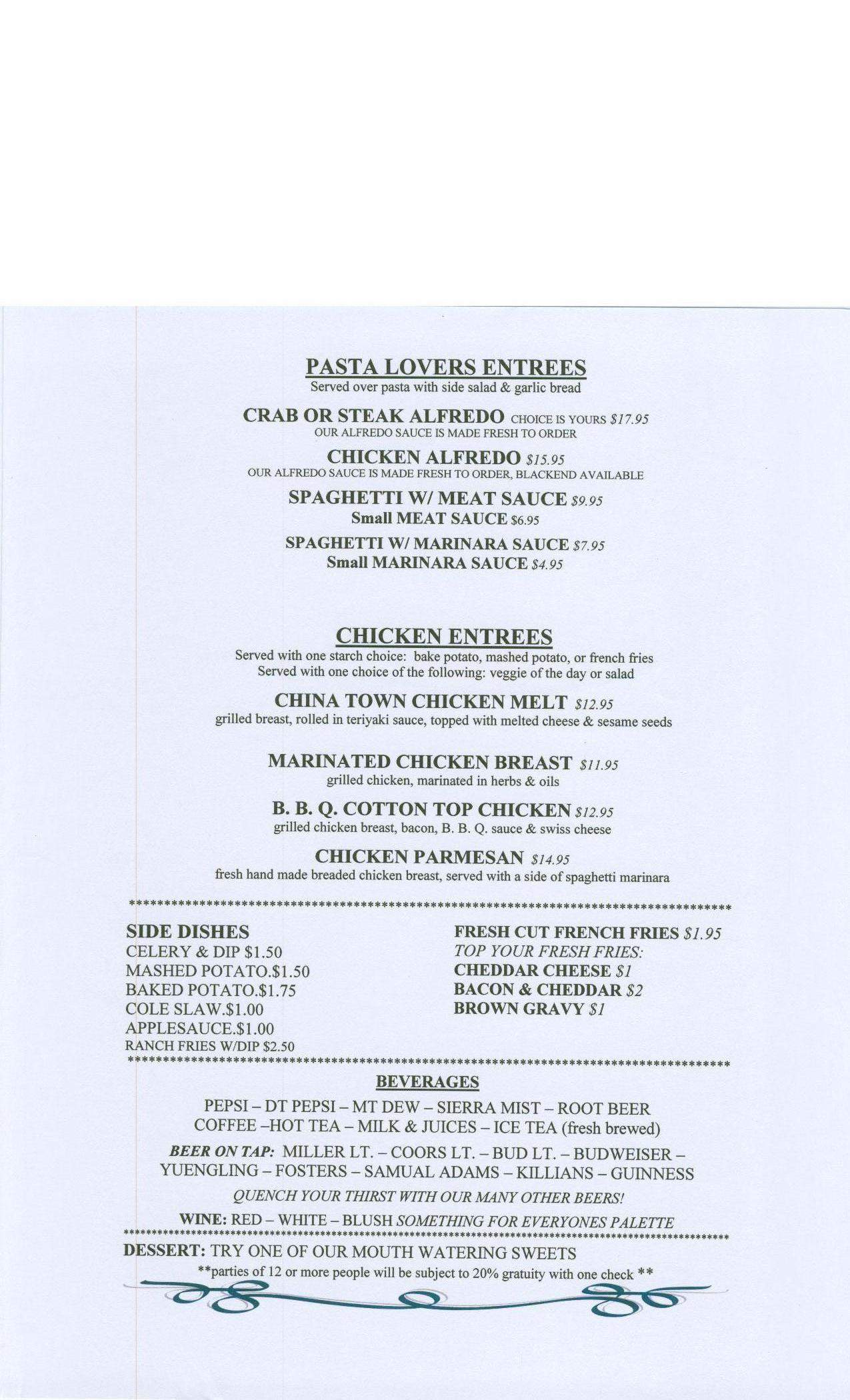 Geatz's Restaurant - Cumberland, MD menu_pic