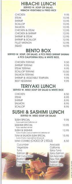 Ichiban Hibachi Steak House - Stroudsburg, PA menu_pic