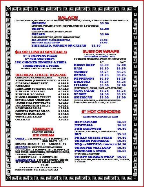 Izzy'a Diner & Pizza - Adams, MA menu_pic