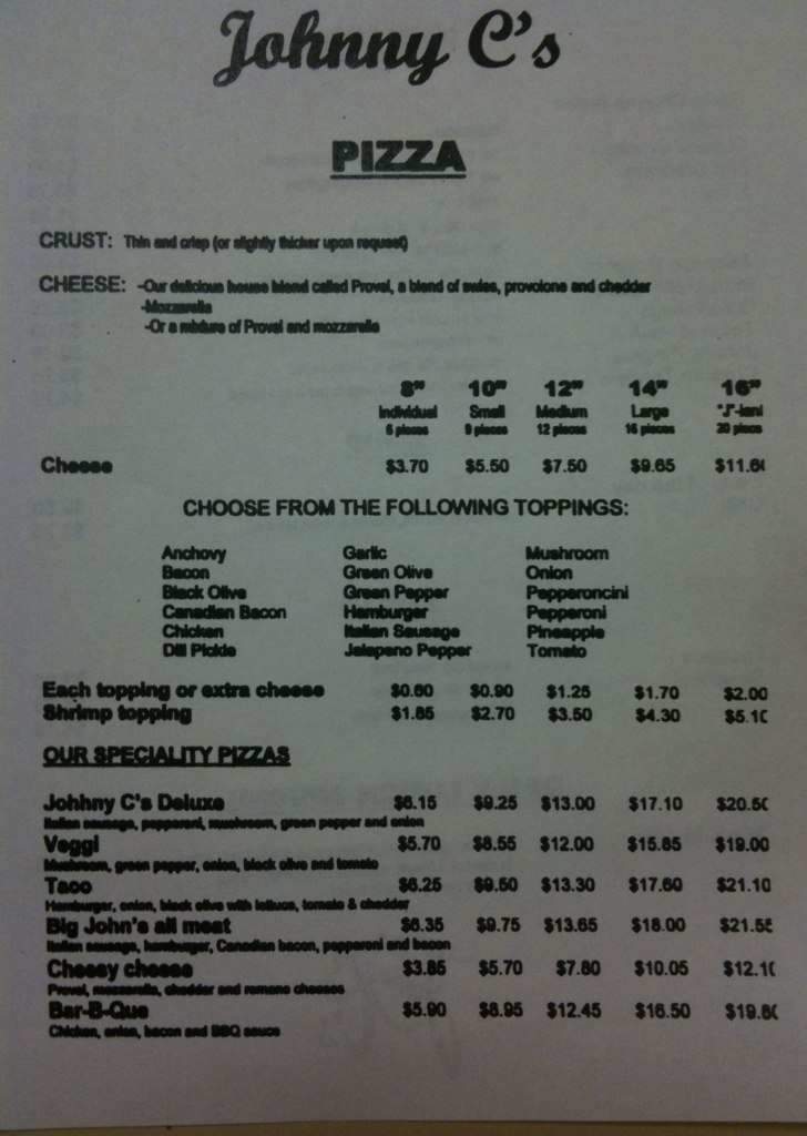 Johnny C's Pizza & Fmly Restaurant - Shawnee Mission, KS menu_pic