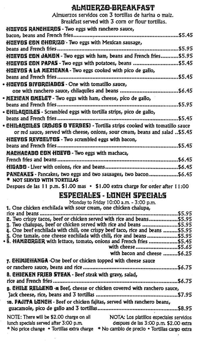 La Adelita - Dallas, TX menu_pic