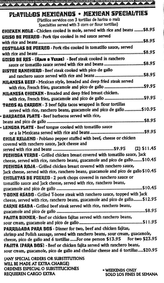 La Adelita - Dallas, TX menu_pic