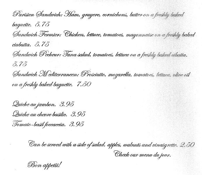 La Baguette - Madison, WI menu_pic