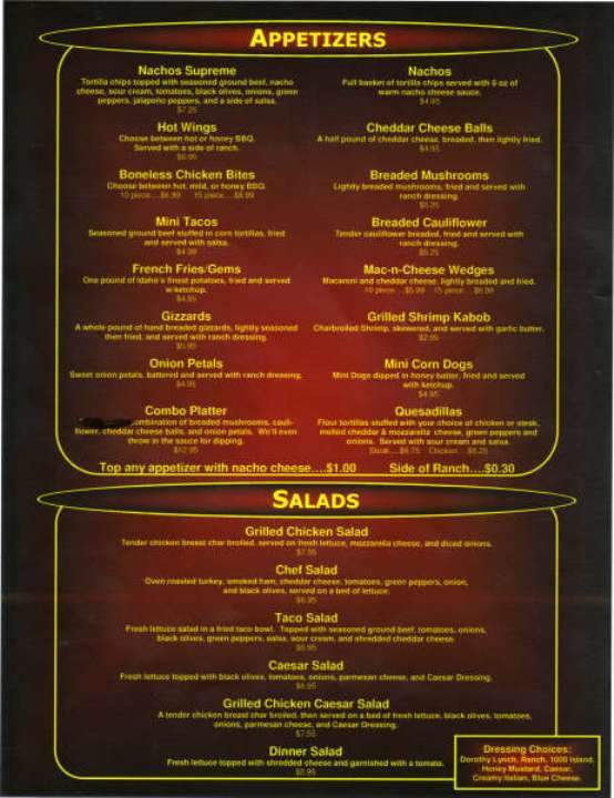 Lanny's Bar and Grill - Hadar, NE menu_pic
