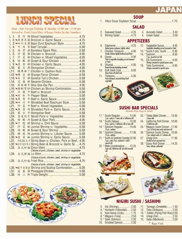 Mandarin Garden - Jewett City, CT menu_pic