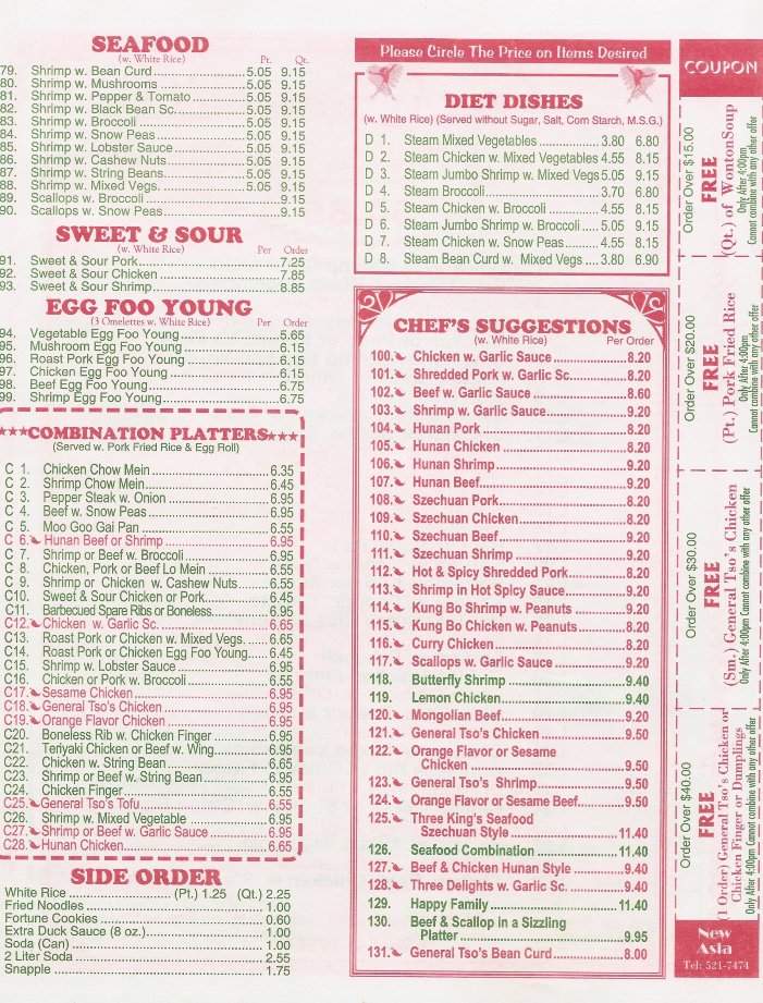 New Asia - West Hartford, CT menu_pic