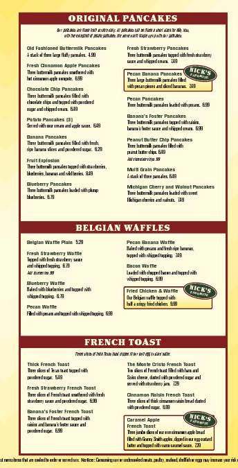 Nick's Original House of Pancakes - Ann Arbor, MI menu_pic