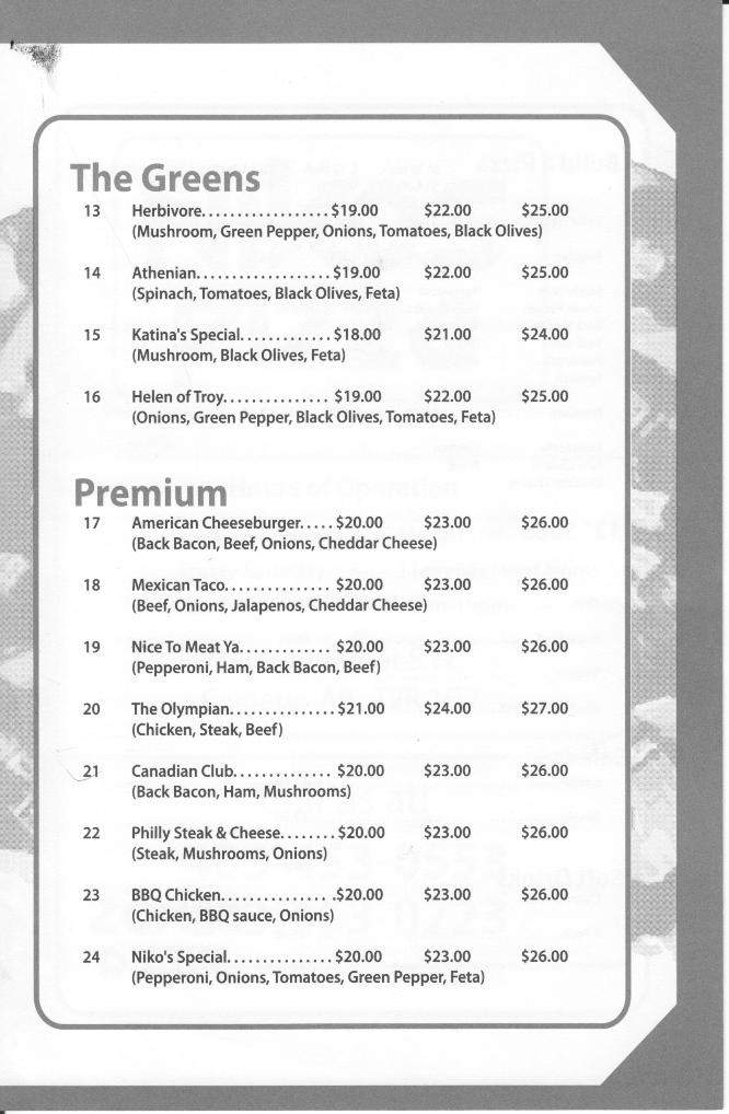 Nikos Pizza - Calgary, AB menu_pic