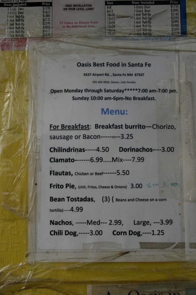 Famous Oasis - Santa Fe, NM menu_pic