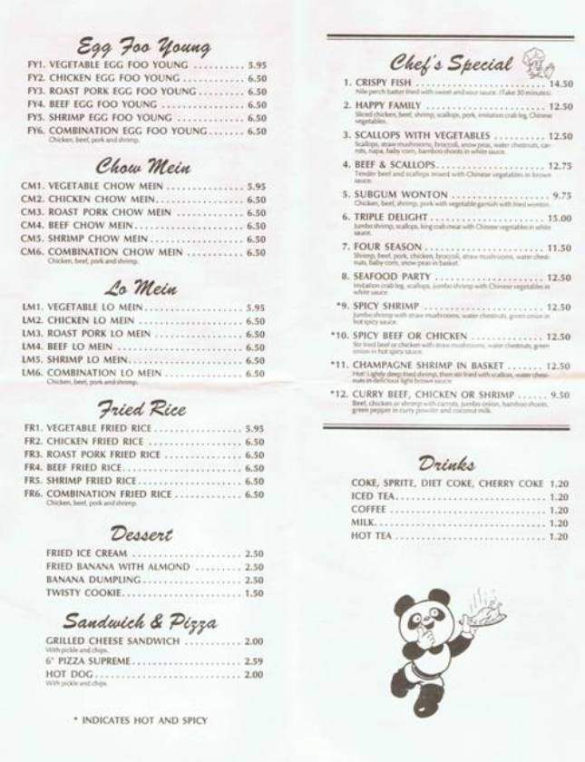 Panda Chinese - Hixson, TN menu_pic