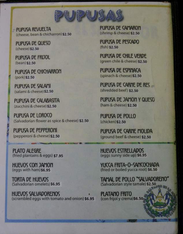 Pupuseria y Restaurante Salvadoreno - Santa Fe, NM menu_pic