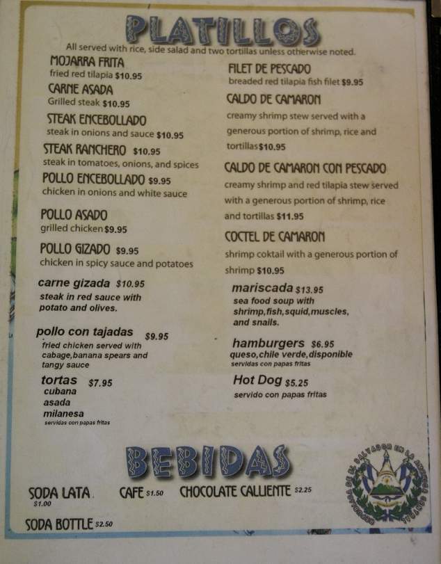 Pupuseria y Restaurante Salvadoreno - Santa Fe, NM menu_pic