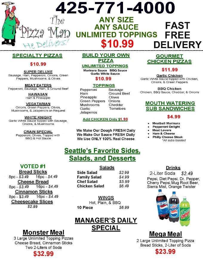 Pizza Man - Mountlake Terrace, WA menu_pic