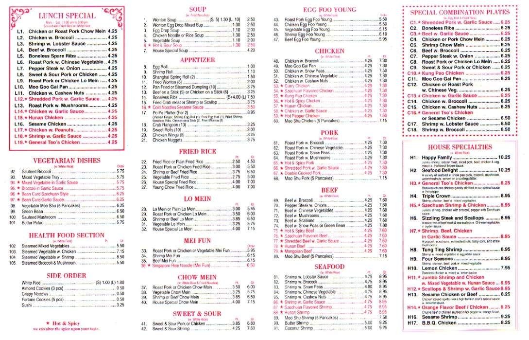 Pleasant Dragon Buffet - Pleasant View, TN menu_pic