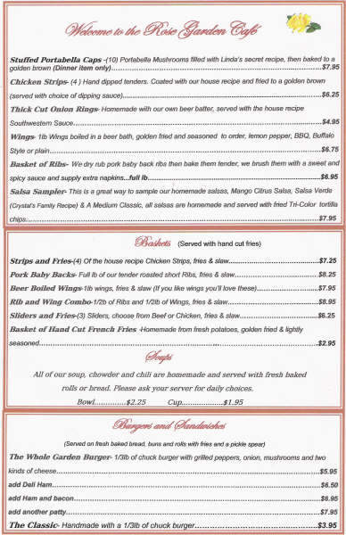 Rose Garden Cafe - Mecosta, MI menu_pic