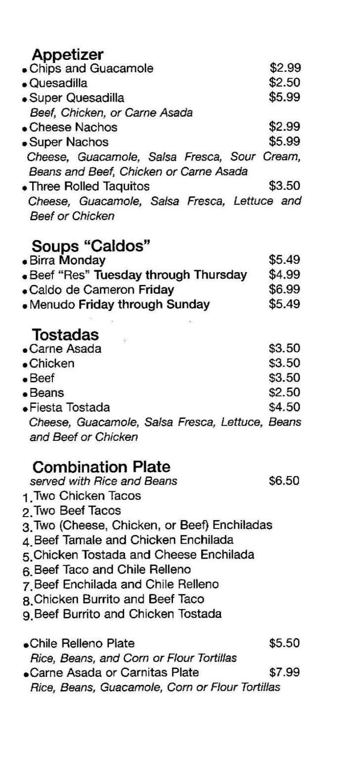 Rudy's Taco Shop - Solana Beach, CA menu_pic