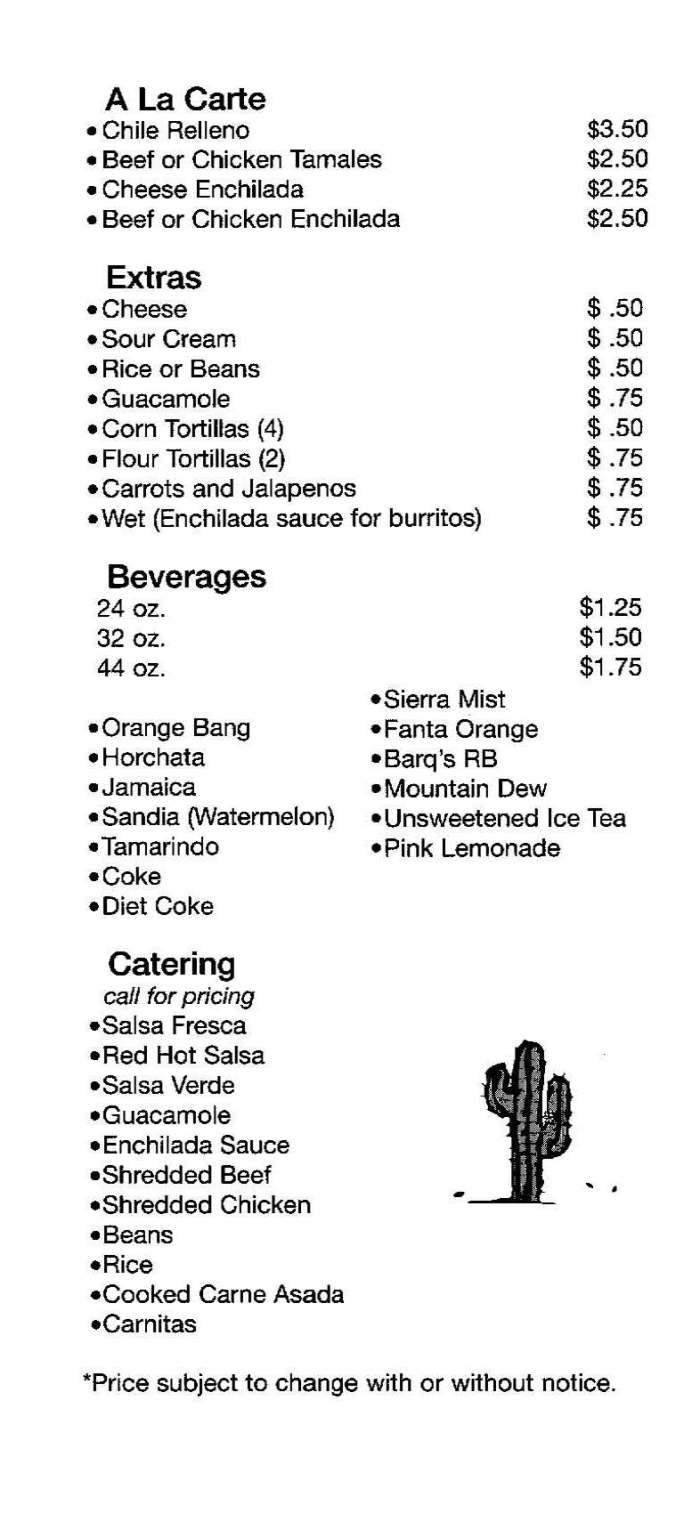 Rudy's Taco Shop - Solana Beach, CA menu_pic