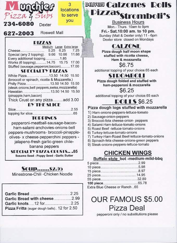 Munchies Pizza & Subs - Roswell, NM menu_pic