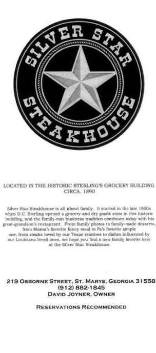 Silver Star Steakhouse - St Marys, GA menu_pic