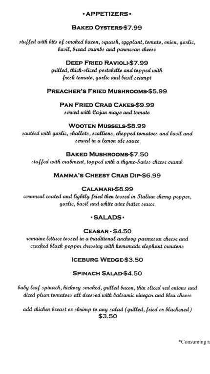 Silver Star Steakhouse - St Marys, GA menu_pic