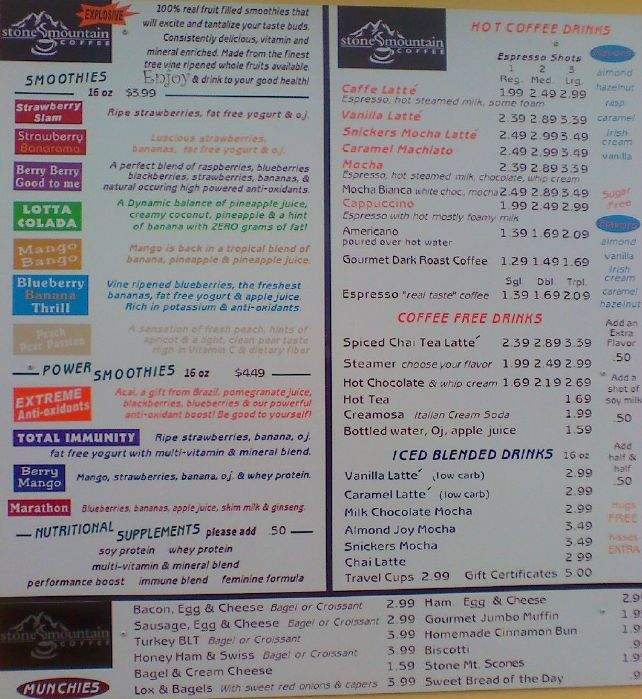 Stone Mountain Coffee - West Branch, MI menu_pic