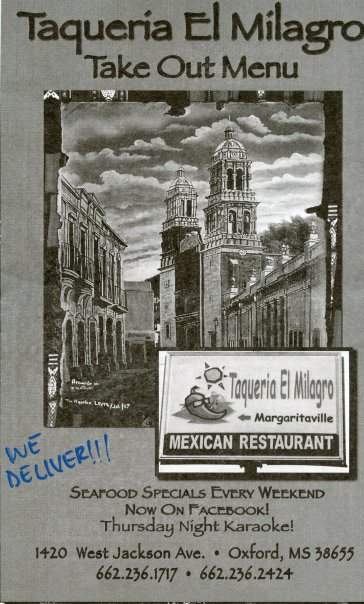 El Milagro Taqueria - Oxford, MS menu_pic