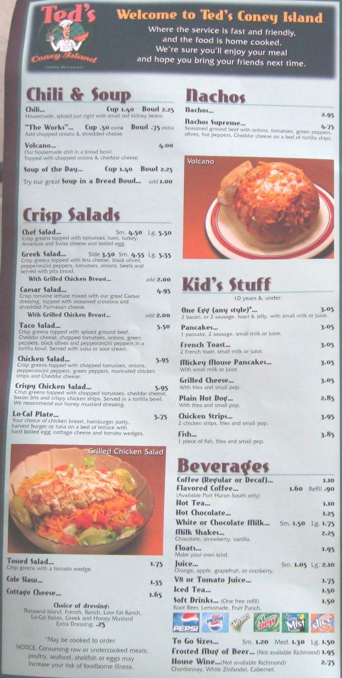 Ted's Coney Island - Richmond, MI menu_pic