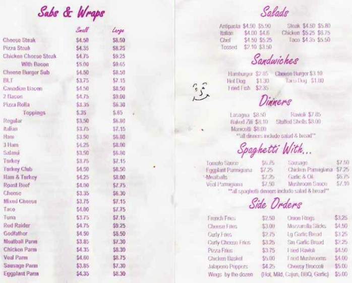 Thad's Place - Montgomery, PA menu_pic