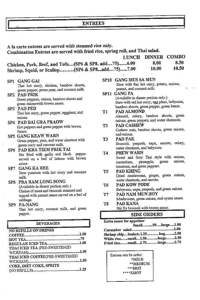 Thai Garden Restaurant - Ferndale, MI menu_pic