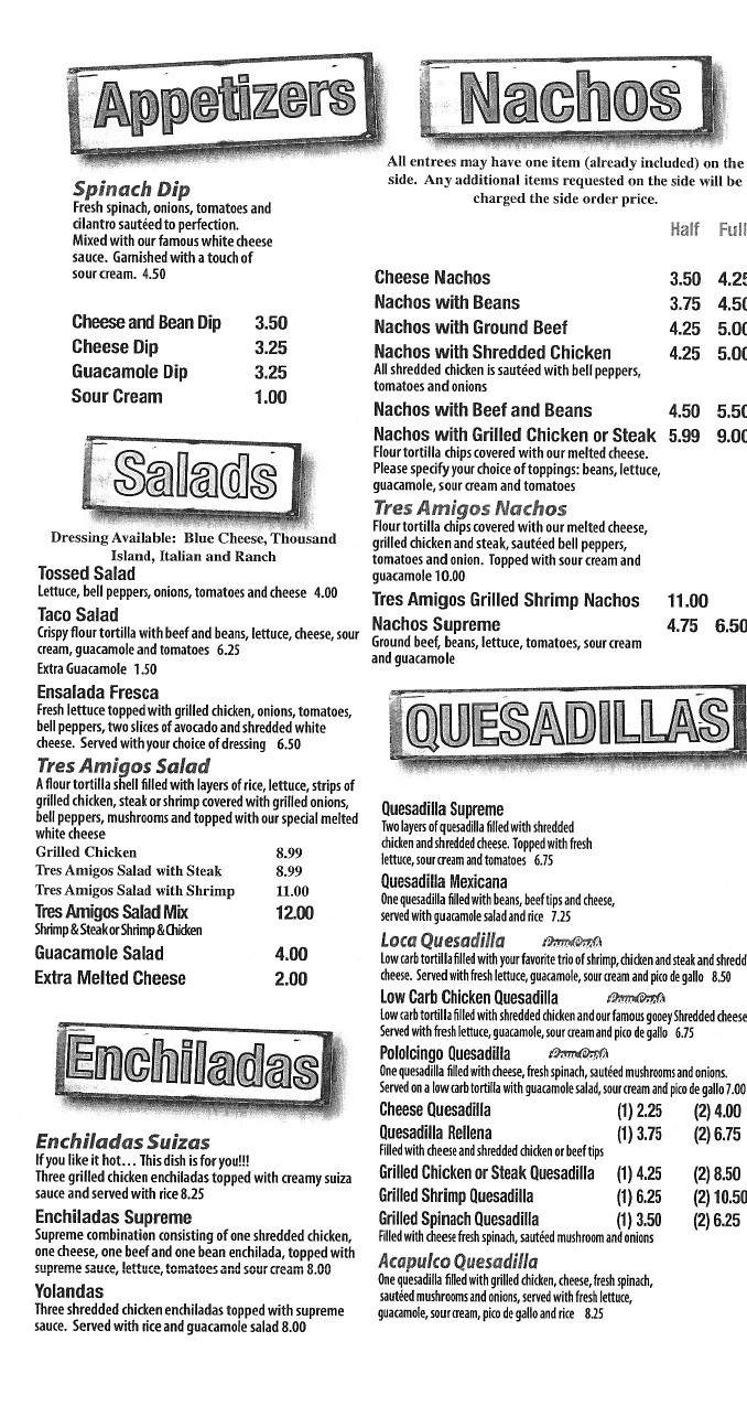 Tres Amigos - Cleveland, TN menu_pic