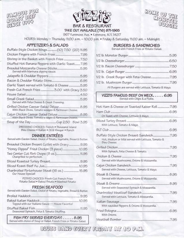 Vizzi's Bar and Restaurant - Kenmore, NY menu_pic