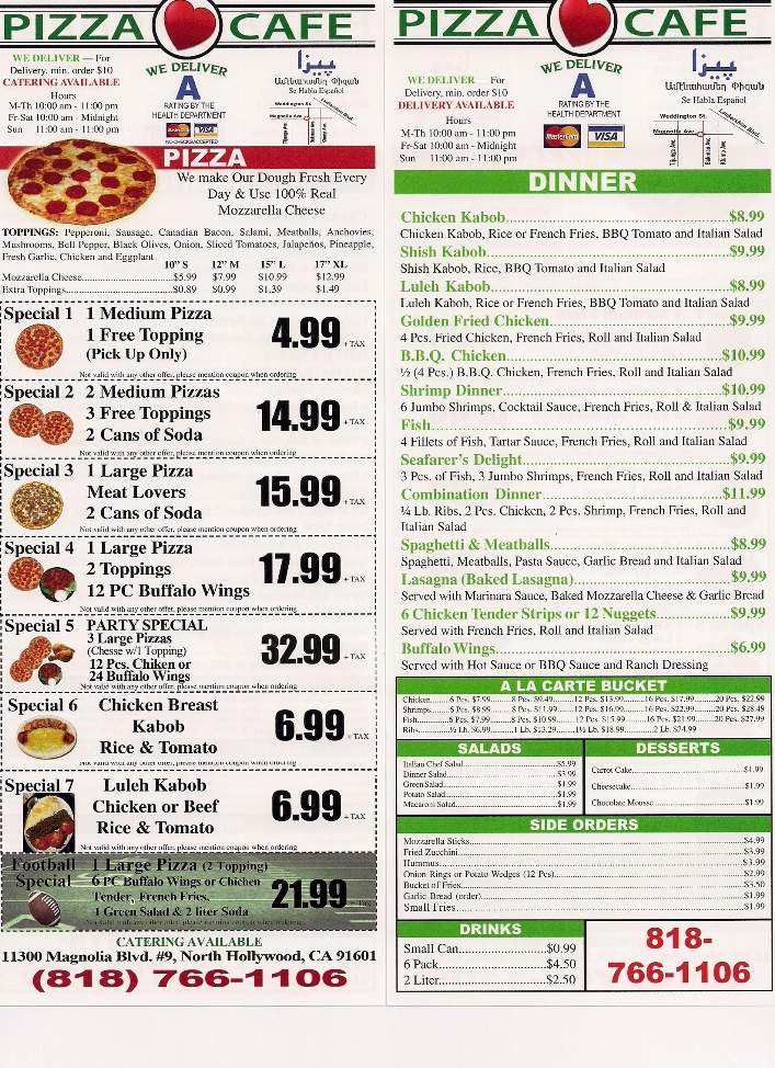 W Love Pizza and Cafe - North Hollywood, CA menu_pic