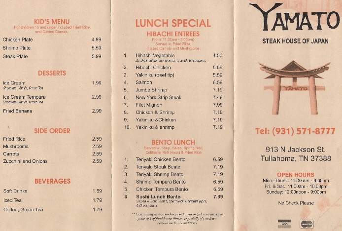 /514083/Yamto-Steakhouse-of-Japan-Tullahoma-TN - Tullahoma, TN