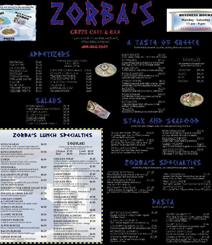 Zorba's - Chandler, AZ menu_pic