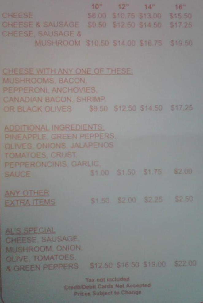 Al's Pizza - Warrenville, IL menu_pic