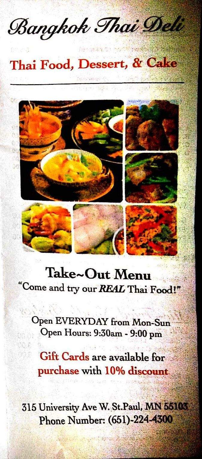 Bangkok Thai Deli - Saint Paul, MN menu_pic