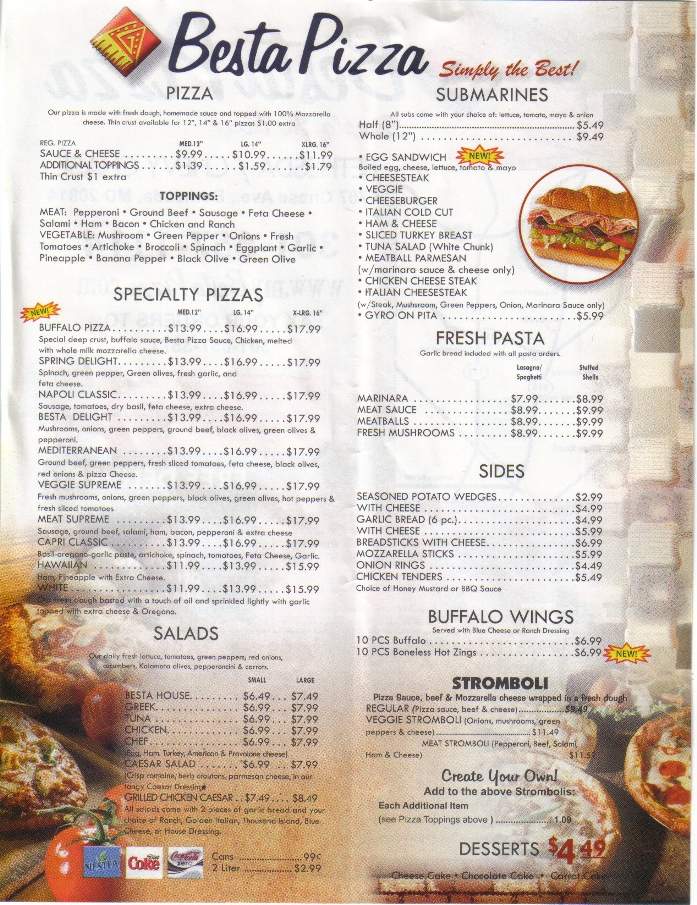 Besta Pizza - Bethesda, MD menu_pic