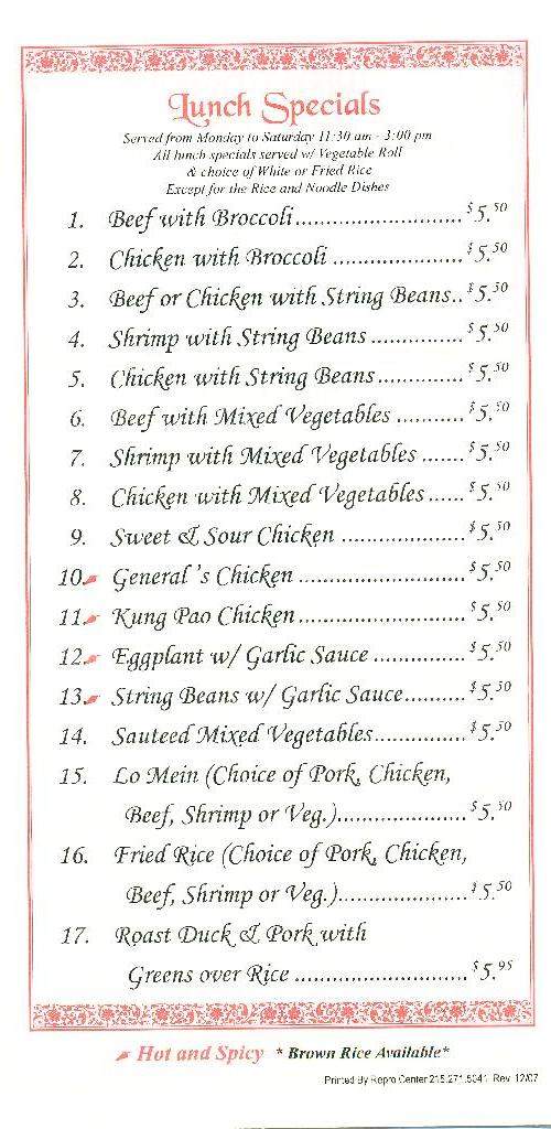 Chinatown Cafe - Langhorne, PA menu_pic