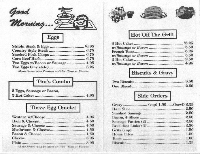 Tim's Cafe - Lithia, FL menu_pic