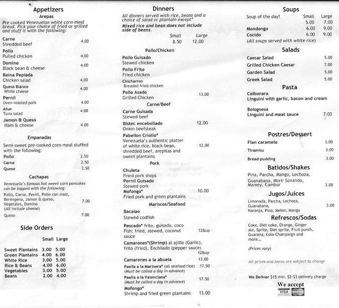Viva Mi Arepa - West Roxbury, MA menu_pic